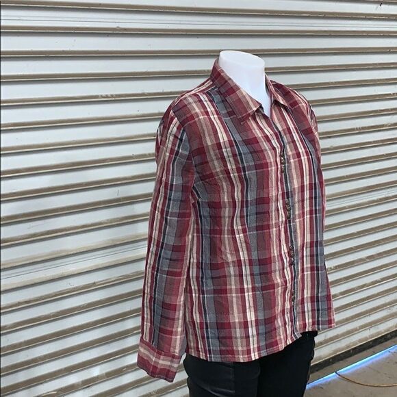 C.J. Banks button up plaid blouse size 1X - Picture 6 of 8